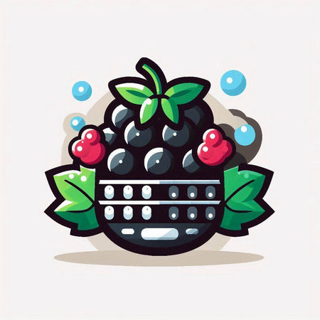 blackberry fruit cartoon vector illustration. flat design. vector illustration.のイラスト素材