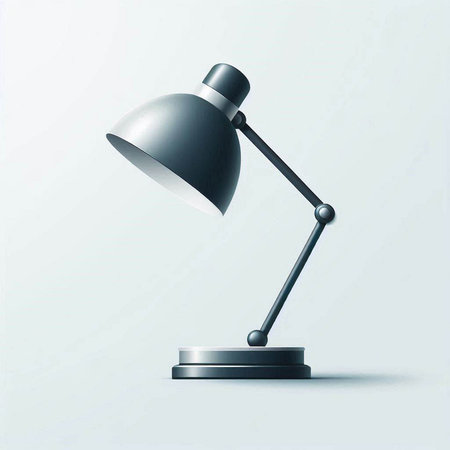 Illustration of a black desk lamp isolated on a white background.のイラスト素材