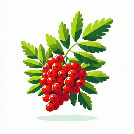 Vector illustration of a bunch of red currant on a white backgroundのイラスト素材
