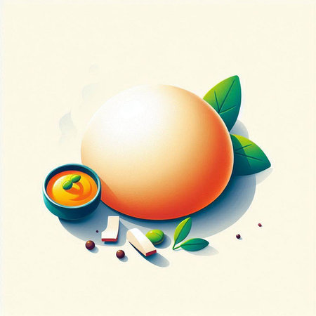 Vector illustration of a healthy breakfast with boiled egg and fresh green leavesのイラスト素材