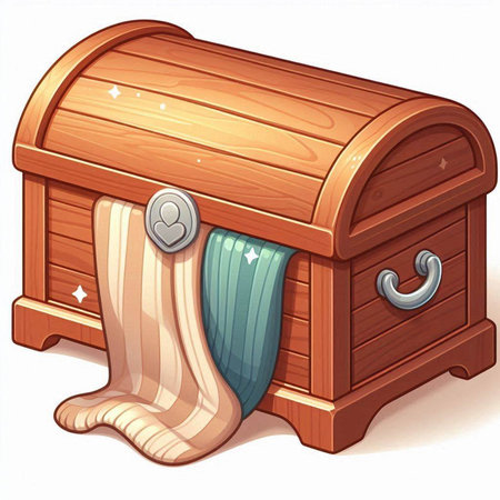 Illustration of a wooden treasure chest on a white background - vectorのイラスト素材