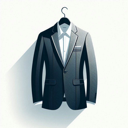 Men's tuxedo on a hanger on a white backgroundのイラスト素材