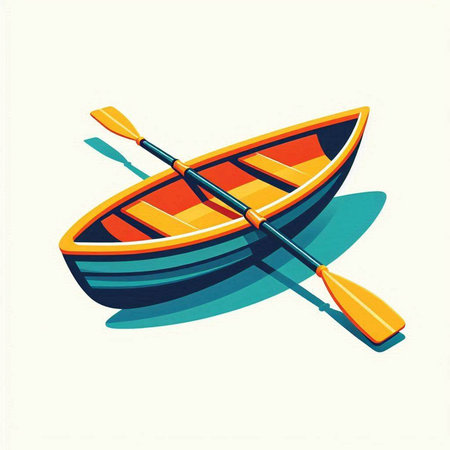 kayak on a white background. Vector illustration of a flat designのイラスト素材