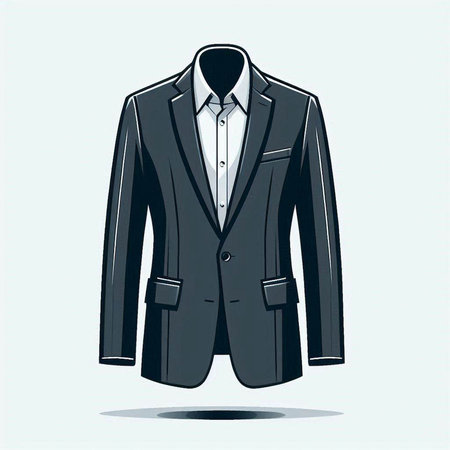 Men's black suit on a light blue background. Vector illustration.のイラスト素材