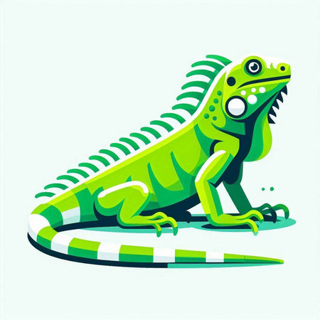 Green iguana isolated on white background. Vector illustration. Eps 10.のイラスト素材