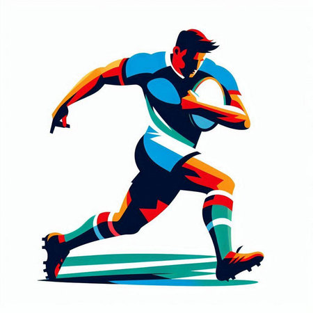 Rugby player vector illustration, isolated on a white background.のイラスト素材