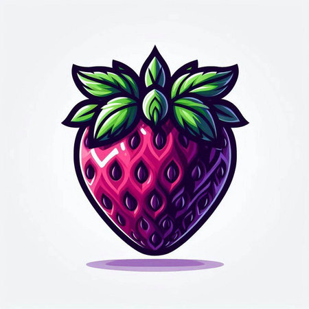 Strawberry fruit logo template. Vector illustration of berry icon.のイラスト素材