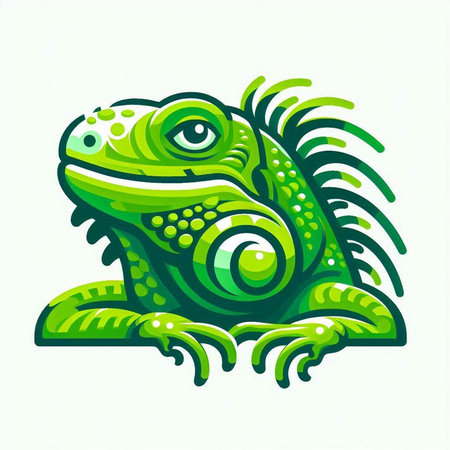 Green iguana isolated on white background. Vector illustration. EPS 10のイラスト素材