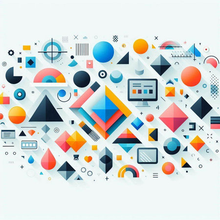 Abstract geometric background with colorful geometrical shapes. Vector illustration.のイラスト素材