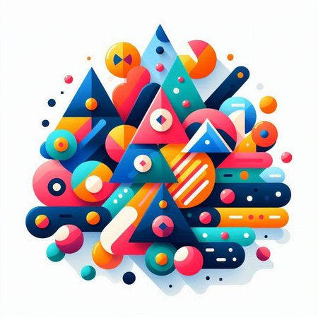 Abstract colorful 3d geometrical shape on white background. Vector illustrationのイラスト素材