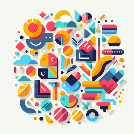 Colorful abstract geometric shapes in the form of a circle. Vector illustrationのイラスト素材