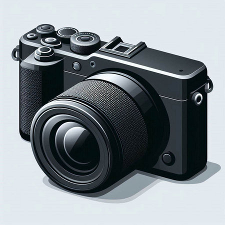 Digital SLR camera. Vector illustration of a modern digital camera.のイラスト素材