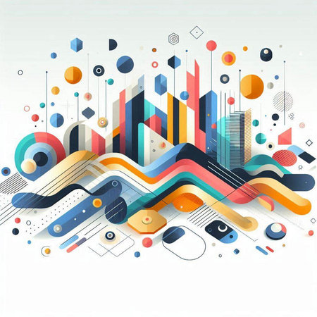 Abstract colorful background with geometric elements. Vector illustration for your design.のイラスト素材