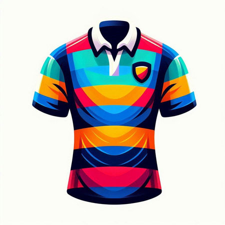 Colored t-shirt with a pattern of stripes on a white backgroundのイラスト素材