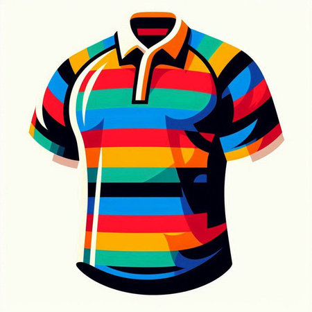 Colorful polo shirt design on white background, vector illustration.のイラスト素材