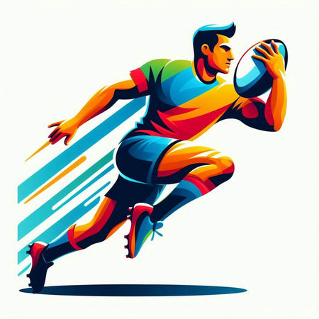 Rugby player with a ball. Vector illustration of a rugby player.のイラスト素材