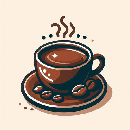 Coffee cup with coffee beans. Vector illustration in cartoon style.のイラスト素材