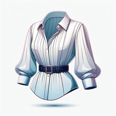 Illustration of a white shirt with a belt. Vector illustration.のイラスト素材