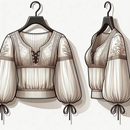 Vintage women's blouse on a hanger, vector illustrationのイラスト素材
