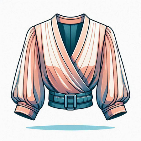 Illustration of a kimono with a belt on a white backgroundのイラスト素材