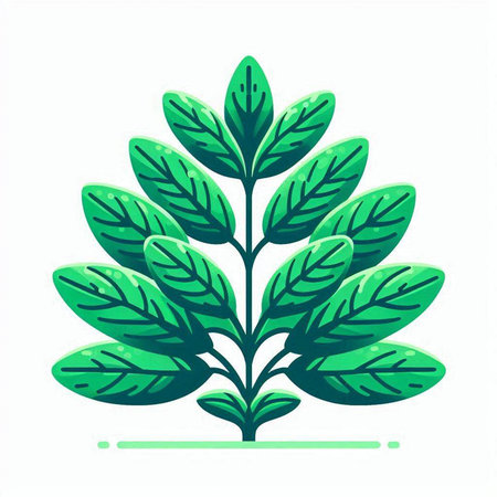 Green leaves. Vector illustration. Isolated on a white background.のイラスト素材