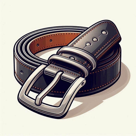 Vector illustration of a belt with a buckle on a white background.のイラスト素材