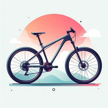 Bike on the background of the sky with clouds. Vector illustration.のイラスト素材