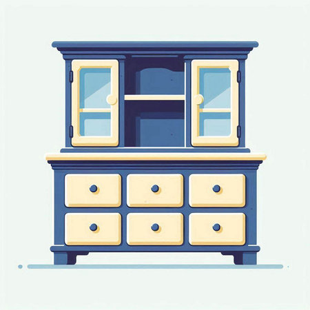 Cabinet with drawers. Vector illustration in flat style.のイラスト素材
