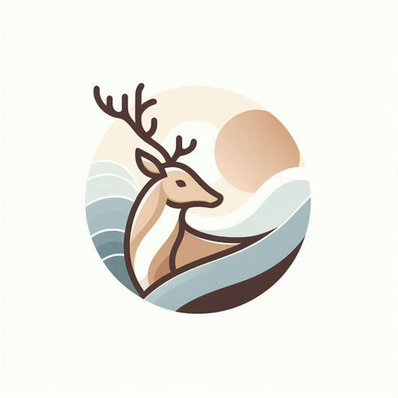Deer head on the background of the sea. Vector illustration.のイラスト素材