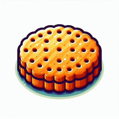Illustration of a round biscuit isolated on a white background.のイラスト素材