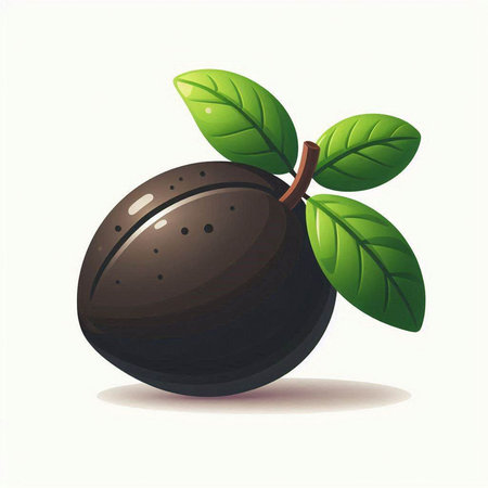 Coffee bean with leaves on a white background. Vector illustration.のイラスト素材