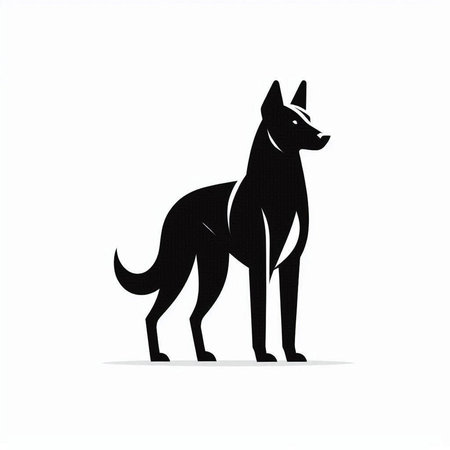German shepherd dog on a white background. Silhouette. Vector illustrationのイラスト素材