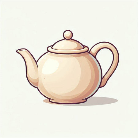 Vector illustration of a teapot on a white background. Cartoon style.のイラスト素材