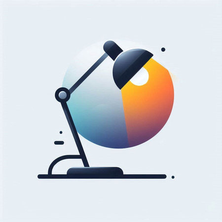 Illustration of a desk lamp with a blue and orange background.のイラスト素材