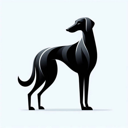 Vector image of a black dog on a white background. Design element.のイラスト素材