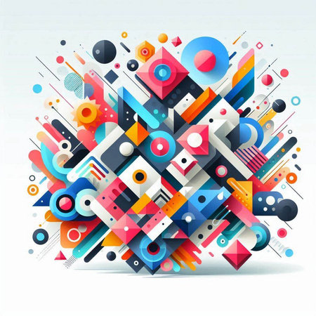 Abstract colorful composition with geometric shapes. Vector illustration for your design.のイラスト素材