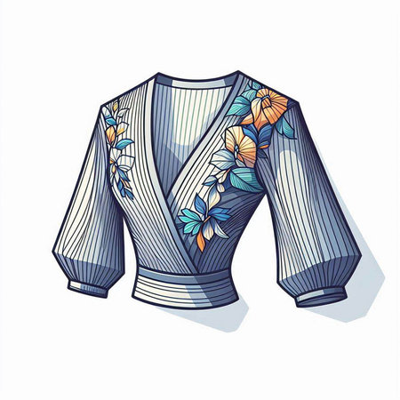 Vector illustration of women's sweater with floral pattern on a white backgroundのイラスト素材