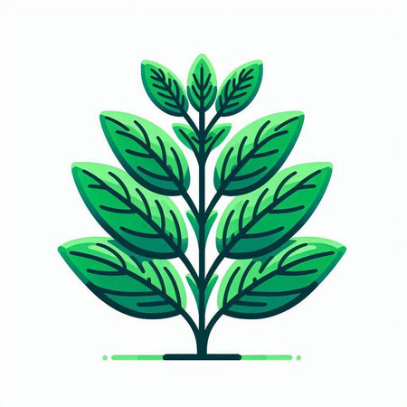 Green leaf icon, vector illustration, isolated on a white background.のイラスト素材