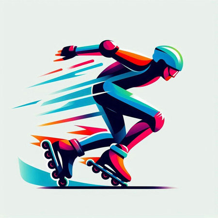 Roller skater in motion. Colorful vector illustration for your designのイラスト素材