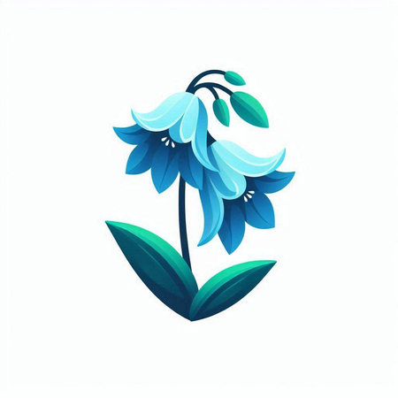 Blue flower isolated on white background. Vector illustration in flat style.のイラスト素材