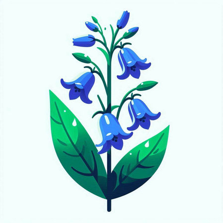 Bluebell flower on white background. Vector illustration in a flat style.のイラスト素材