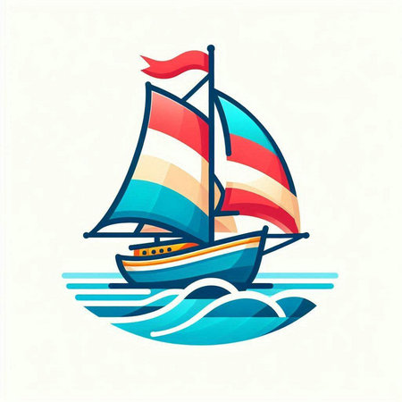 Sailing boat logo design. Vector illustration of a sailboat.のイラスト素材