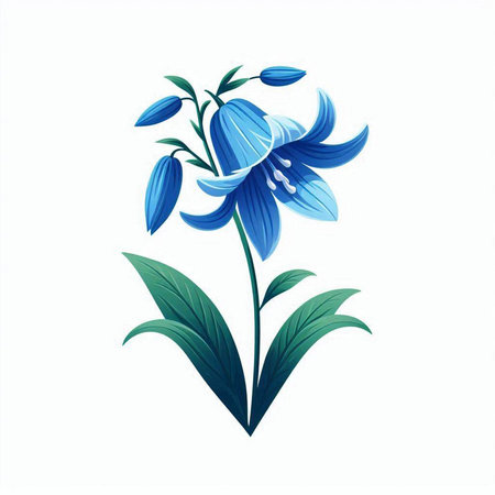 Blue lily flower isolated on a white background. Vector illustration.のイラスト素材
