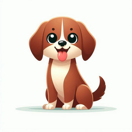 Cute cartoon dog with tongue out. Vector illustration isolated on white background.のイラスト素材