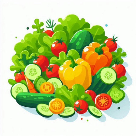 Vector illustration of fresh vegetables on a white background. Vector illustration.のイラスト素材