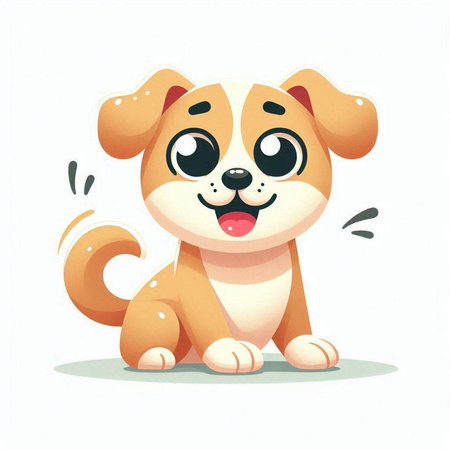 Cute cartoon dog. Vector illustration of a dog with funny expression.のイラスト素材