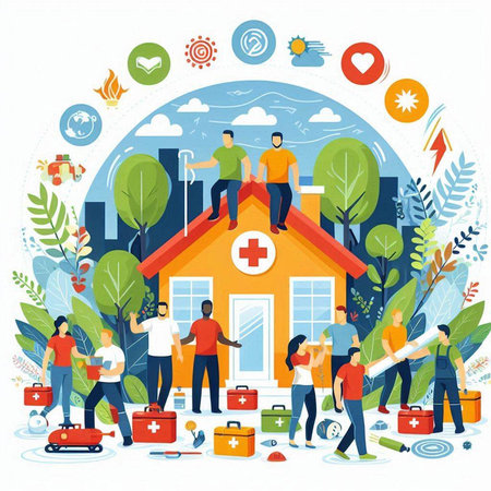 Flat design concept of health care and medicine. Vector illustrations.のイラスト素材