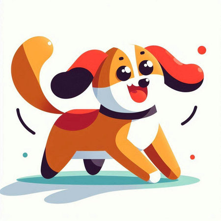 Cute cartoon dog on ice skating. Vector illustration in flat style.のイラスト素材