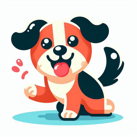 Cute cartoon dog. Vector illustration on white background. Cute dog.のイラスト素材