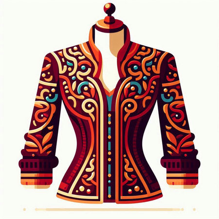 Vector illustration of a jacket with a pattern on a mannequinのイラスト素材